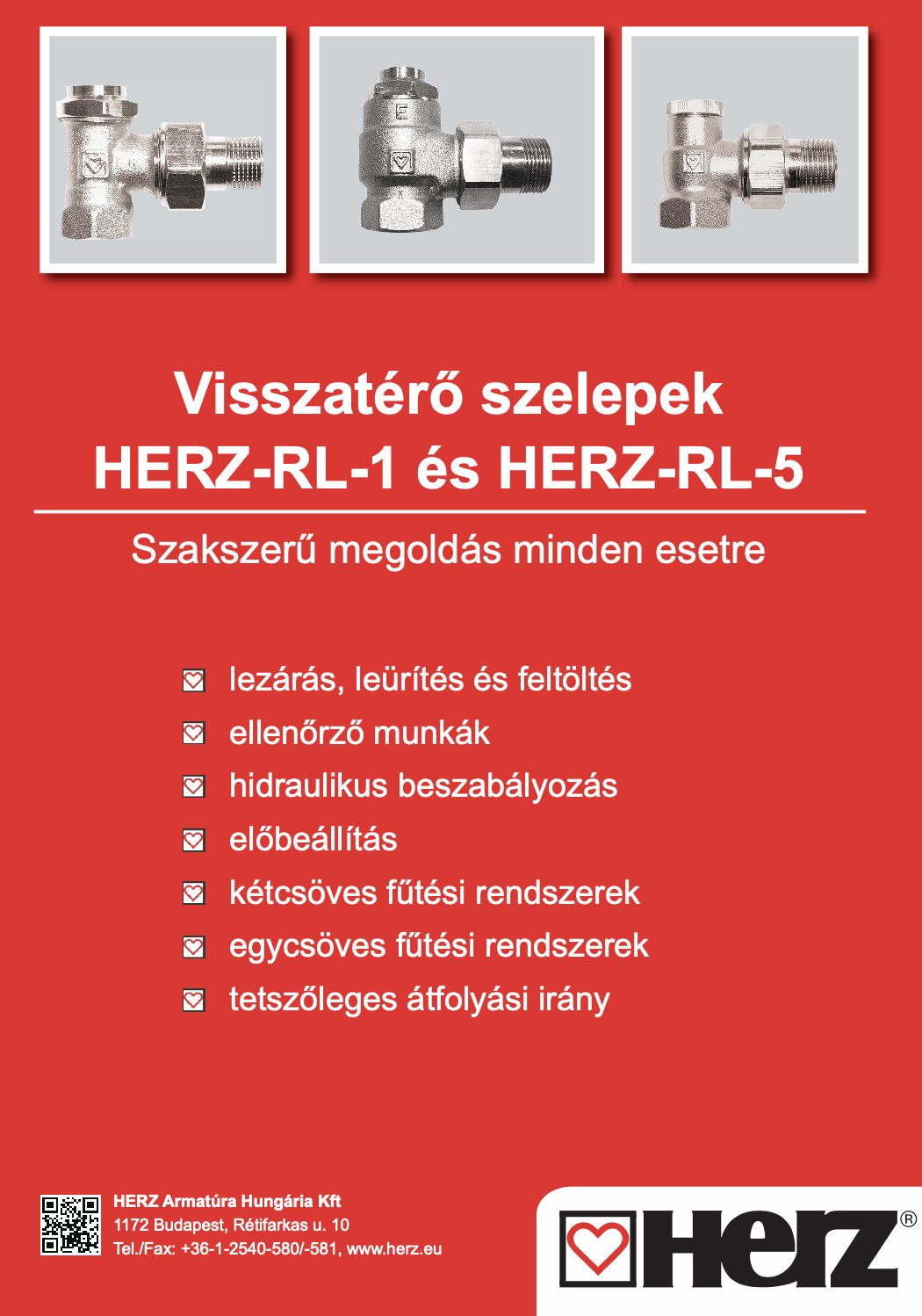 Visszatérő szelepek HERZ-RL-1 és HERZ-RL-5